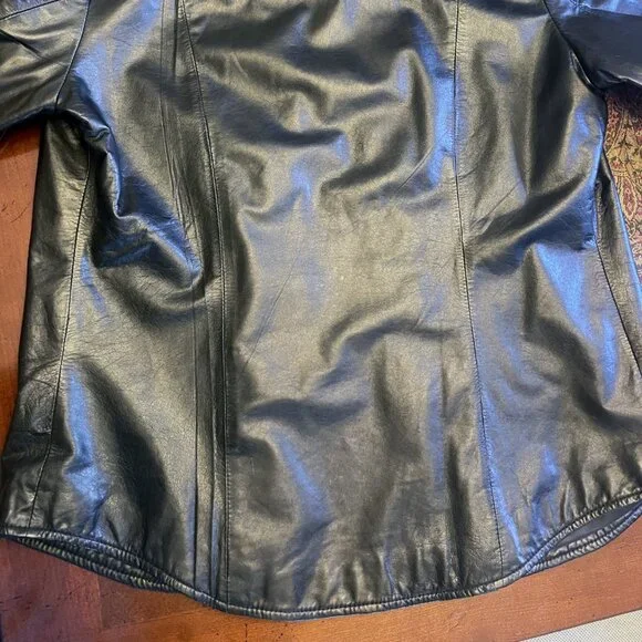 COPY - Black Lambskin Leather Shirt/Jacket fitted shacket by Wilson Leather - Picture 11 of 13